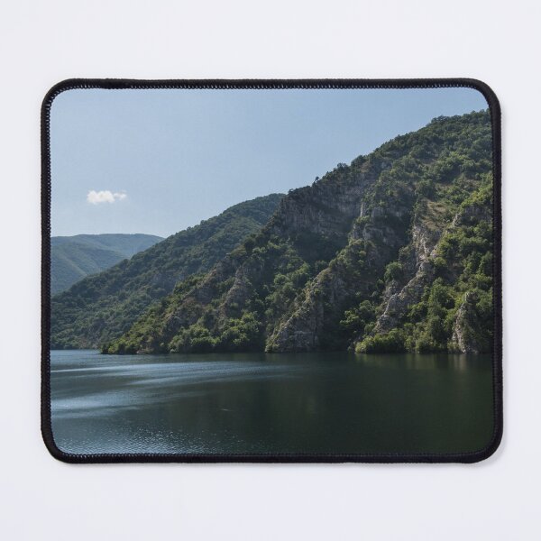 Item preview, Steep Shores and Green Summer Light - a Mountain Lake Impression designed and sold by Georgia Mizuleva.