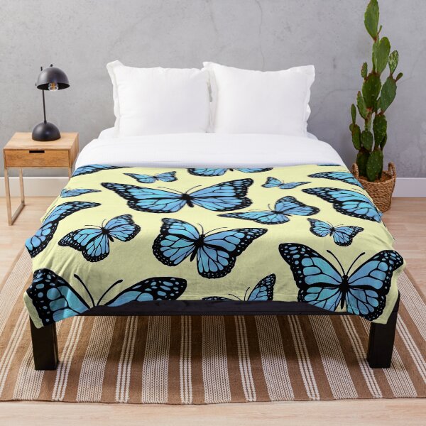 Item preview, blue butterflies on yellow background designed and sold by maddoggyo.