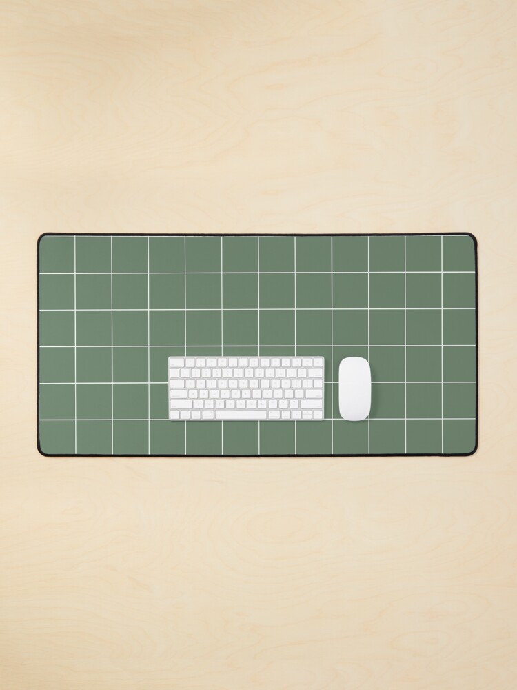 Thumbnail 1 of 5, Mouse Pad, Windowpane Check Grid (white/sage green) designed and sold by designminds.