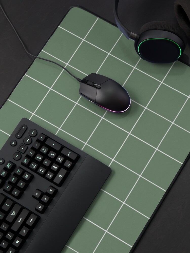 Thumbnail 4 of 5, Mouse Pad, Windowpane Check Grid (white/sage green) designed and sold by designminds.
