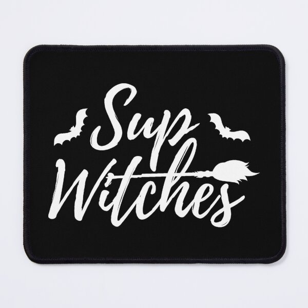 Item preview, Sup witches with broomstick and bats for the horror halloween season designed and sold by portrait4you.