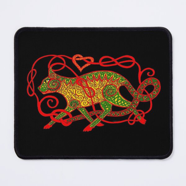 Item preview, Celtic Cat #15 green and red designed and sold by ingridthecrafty.