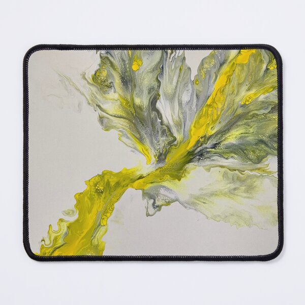 Aperçu de l'œuvre Belle peinture acrylique fluide abstrait jaune et gris pour peinture créée et vendue par CrystalCoast.