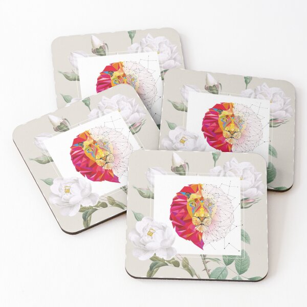 Aperçu de l'œuvre Lion artistique avec des roses blanches créée et vendue par SKMAXX.