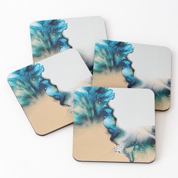 Item preview, Blue, Tan, and White Ocean Inspired Abstract Fluid Art Panting by Crystal Coast Originals designed and sold by CrystalCoast.