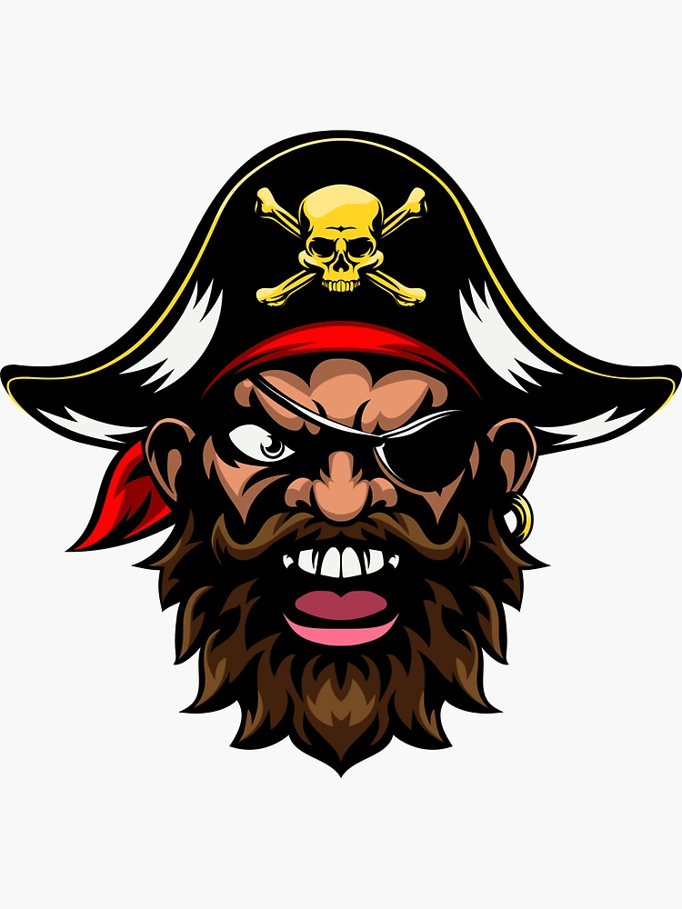 Blackbeard Pirate Mascot Sticker