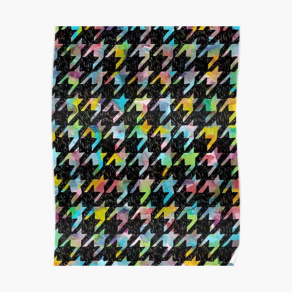Rainbow Scribble Houndstooth Collage Poster