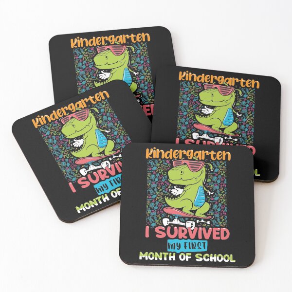 Item preview, "I Survived My First Mounth Of School" - Funny and colorful Dinosaur Kindergaten designed and sold by Unohana.