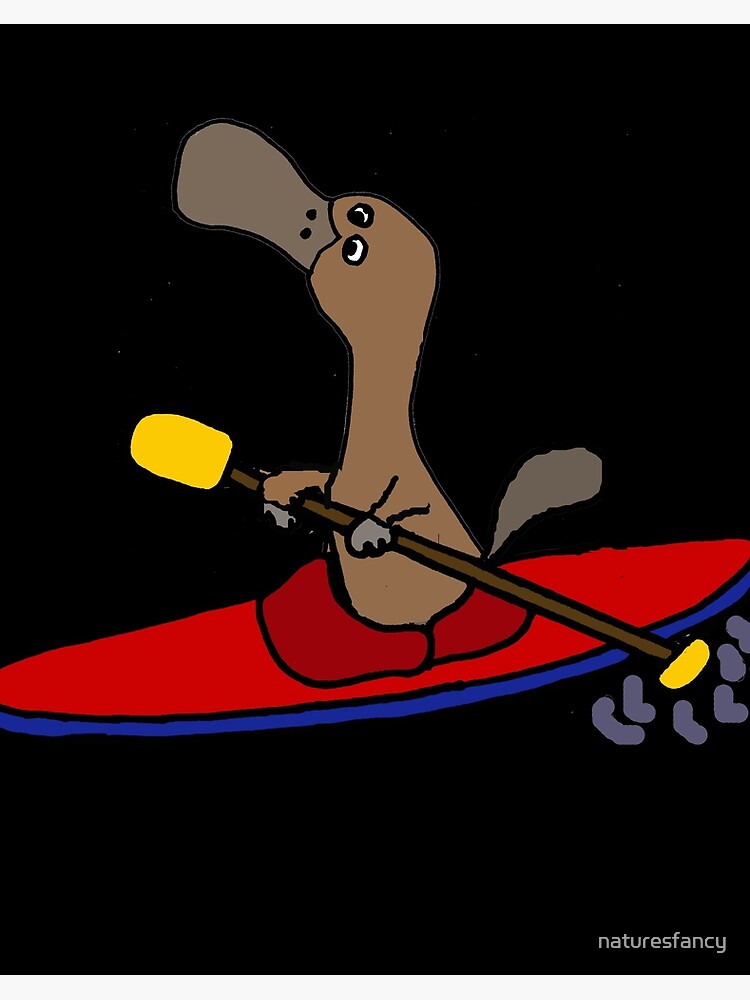 Funny Duck-billed Platypus Kayaking Cartoon Art Board Print for