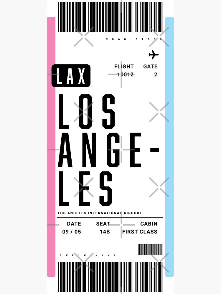 Los Angeles Boarding Pass Sticker For Sale By Ind3finite Redbubble