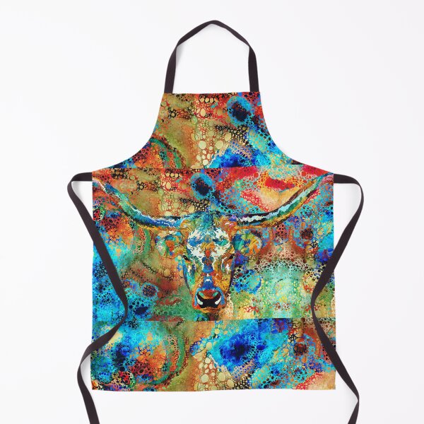 Artikelvorschau, Lustige Primärfarben Longhorn Cow Art entworfen und verkauft von Sharon Cummings Art.