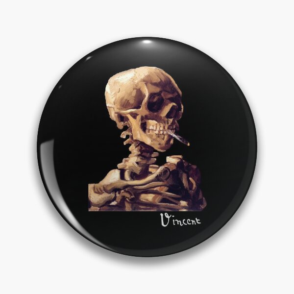 Item preview, Van Gogh Skull With A Burning Cigarette Skeleton Painting designed and sold by Travel-Art-Love.