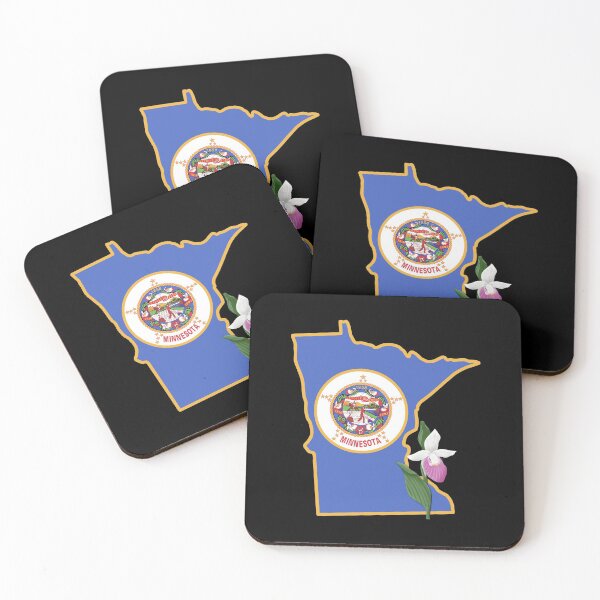 Item preview, State of Minnesota Flag with State Flower Showy Lady’s Slipper (Black) designed and sold by Gsallicat.