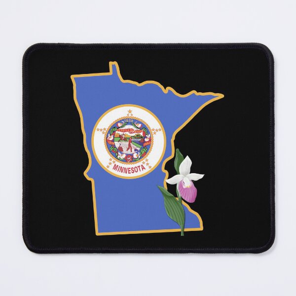 Item preview, State of Minnesota Flag with State Flower Showy Lady’s Slipper (Black) designed and sold by Gsallicat.