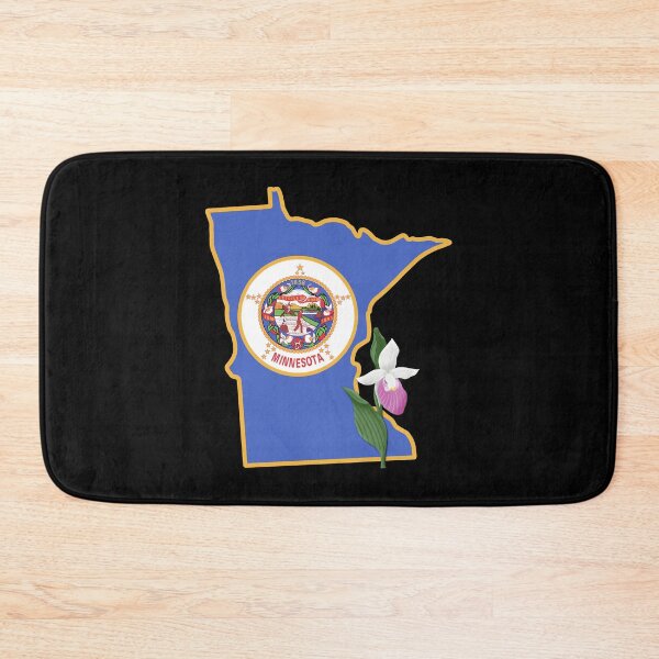 Item preview, State of Minnesota Flag with State Flower Showy Lady’s Slipper (Black) designed and sold by Gsallicat.