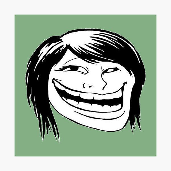 Troll de Internet, Trollface, rabia, cómico, tristeza, cara triste., cara,  monocromo, cabeza png