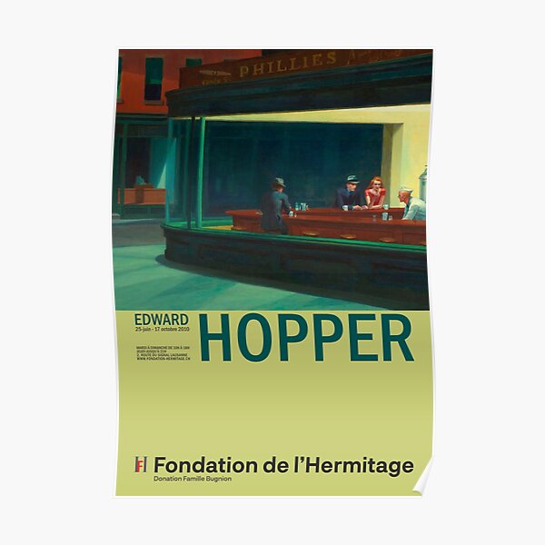 Póster Edward Hopper - Nighthawks - Exposición de arte minimalista Póster
