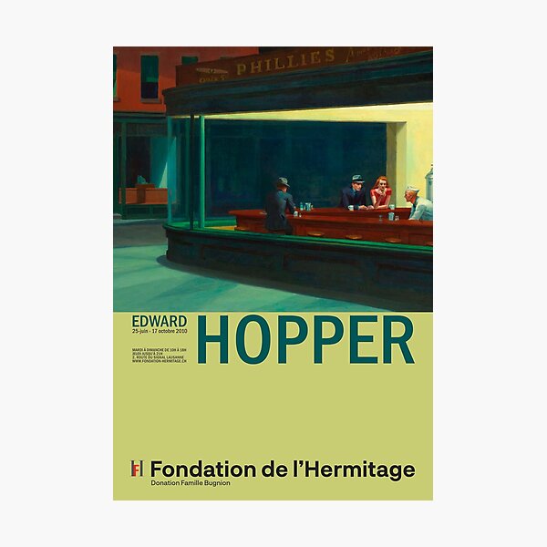 Edward Hopper - Nighthawks - Minimalist Exhibition Art Poster Photographic Print