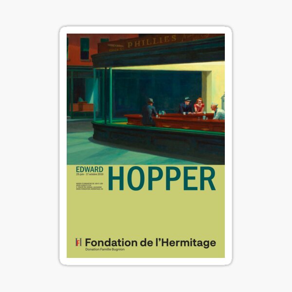 Vista previa del artículo con la obra «Póster Edward Hopper - Nighthawks - Exposición de arte minimalista», diseñado y vendido por Francisco Couto.