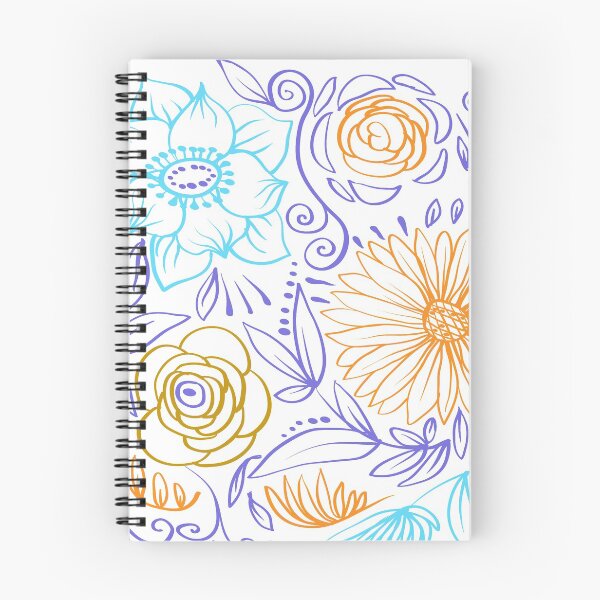 Artikelvorschau, blaues und orangefarbenes Blumenmuster entworfen und verkauft von Olga Lashko.