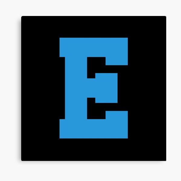 alphabet blue e sports letter e canvas print for sale by thecultstuff redbubble