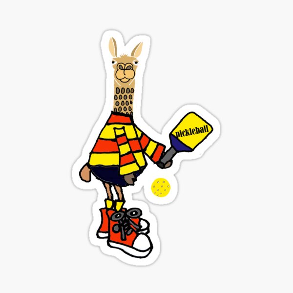 Funny Llama Playing Pickleball Cartoon Sticker for Sale by naturesfancy