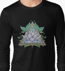 Stained Glass Lotus Illustration Long Sleeve T-Shirt