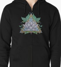 Sudadera con capucha y cremallera Vidriera, lotus, ilustración