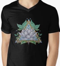 Stained Glass Lotus Illustration V-Neck T-Shirt