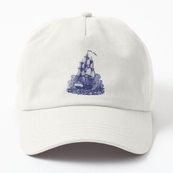 Sailing Ship | Schooner | Navy Blue and White | Vintage Sailing Ship | Nautical | Dad Hat
