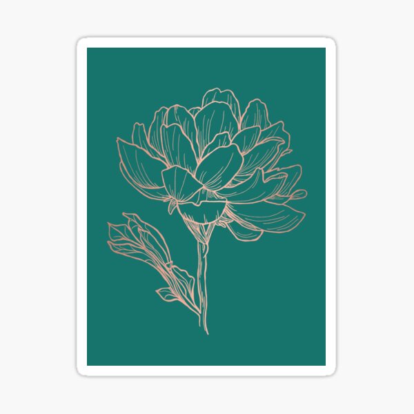 Rose Gold Hand-Drawn Peony on a Dark Grey Background