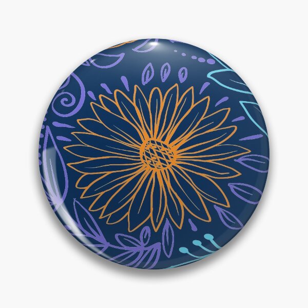 Item preview, Blue and orange flowers pattern designed and sold by Olga Lashko.