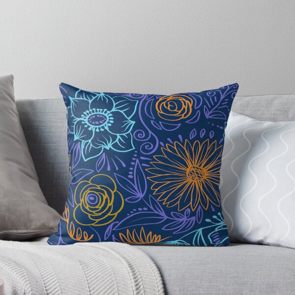 Artikelvorschau, Blaues und oranges Blumenmuster entworfen und verkauft von Olga Lashko.