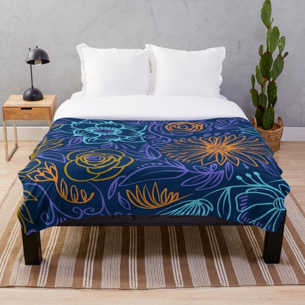 Item preview, Blue and orange flowers pattern designed and sold by Olga Lashko.