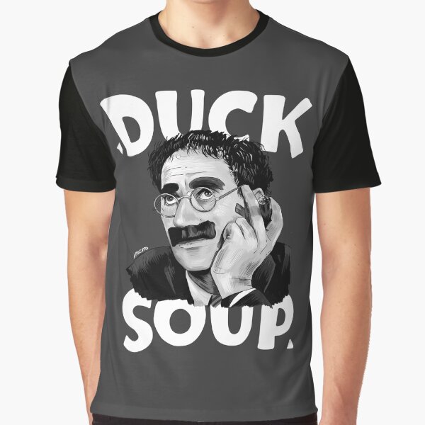 Vista previa del artículo con la obra «Groucho Marx - Fan Art de sopa de pato con ilustración de título», diseñado y vendido por burrotees.