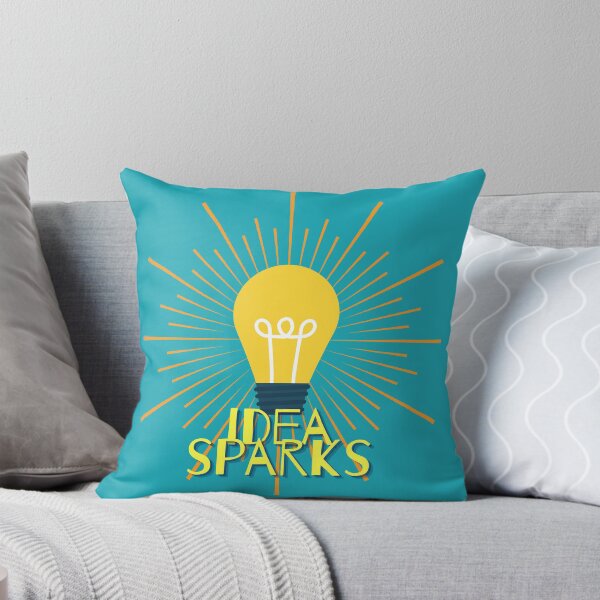"Idea Sparks" Lightbulb Throw Pillow