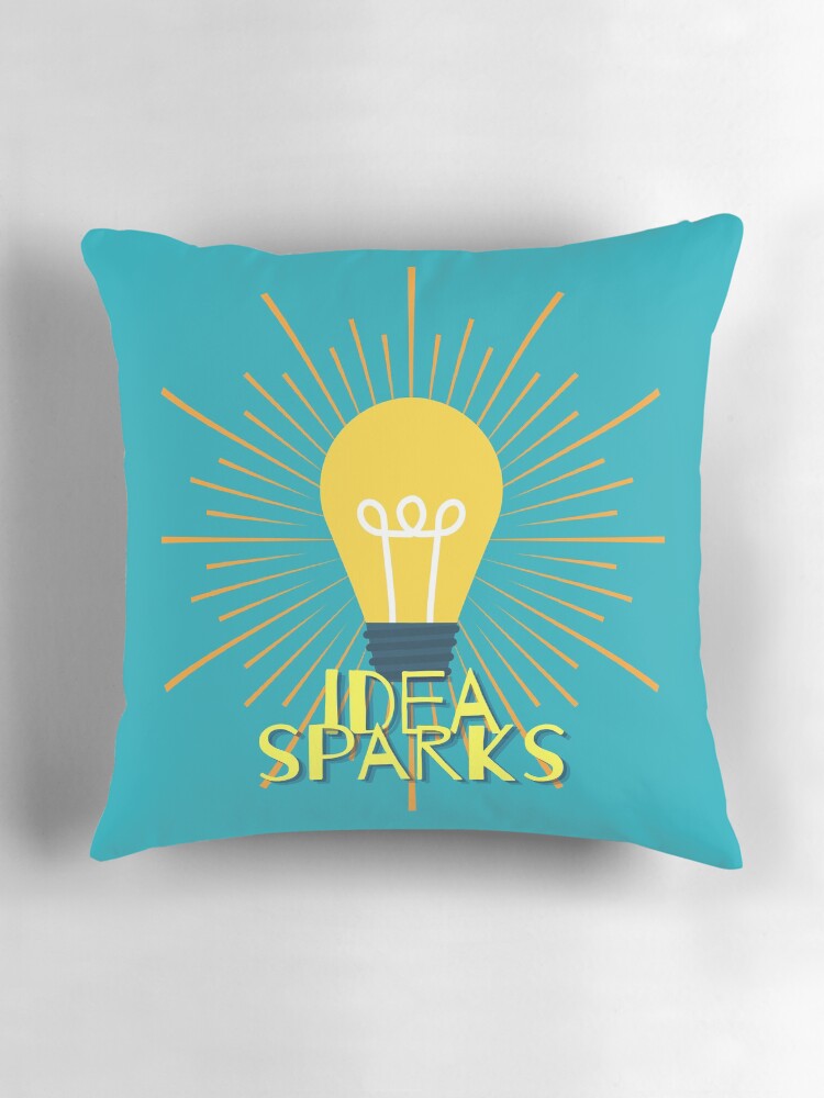Thumbnail 3 of 4, Pillow, "Idea Sparks" Lightbulb designed and sold by DesignsbyEH.