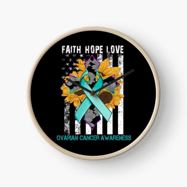 Item preview, Sunflower Faith Hope Love Cross and Flag Ovarian Cancer Awareness designed and sold by largellie.