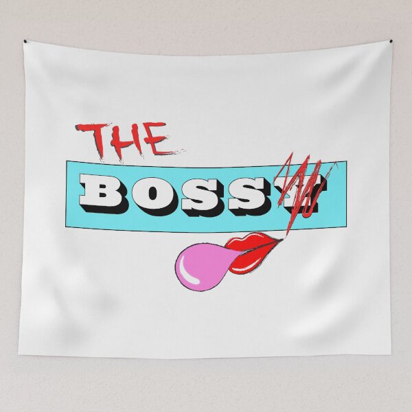 Item preview, The Bossy Boss (With Lips, Blue Banner, White Background) designed and sold by SaraMargolis.