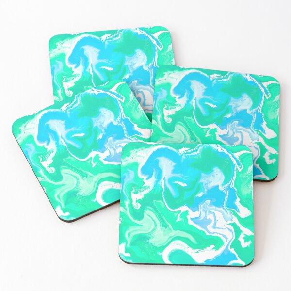 Item preview, Aqua and green marbled paint - groovy pattern ocean colors designed and sold by thephoenixsoul.