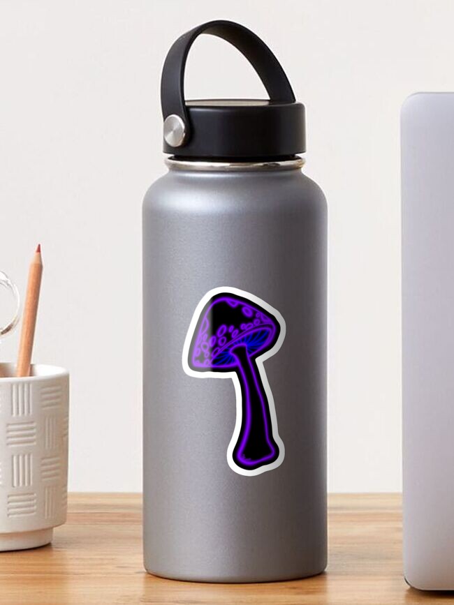 Thumbnail 1 of 3, Sticker, Purple Neon Glow Shroom designed and sold by that5280lady.
