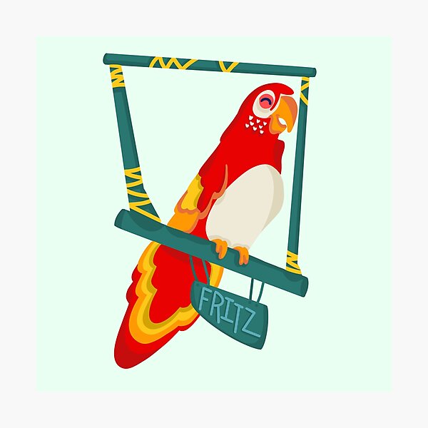 Tropical parrot beach drinking party island tiki ACEO Giclee art print Criswell 