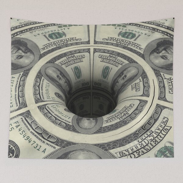 Item preview, Optical Illusion Hole Green Fiat Dollar Wall Street 100 Bill Money (Cash Green/Black) designed and sold by hyproinc.