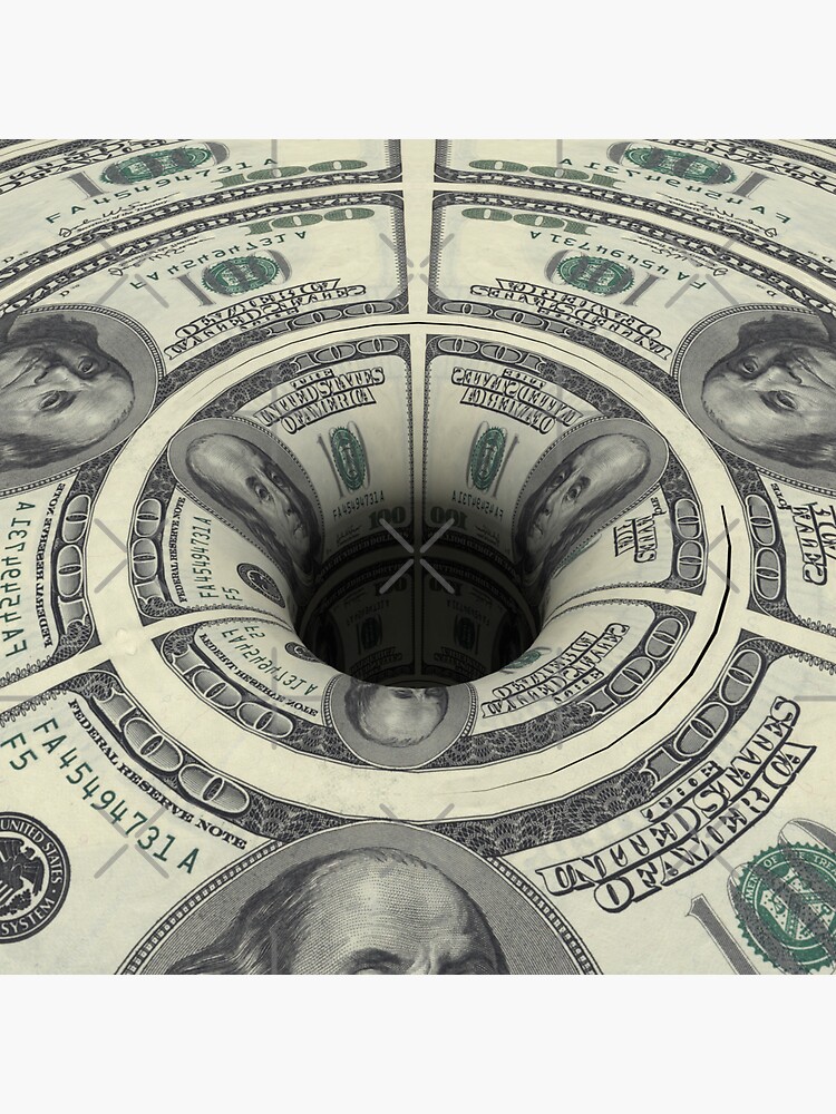 "Optical Illusion Hole Green Fiat Dollar Wall Street 100 Bill Money