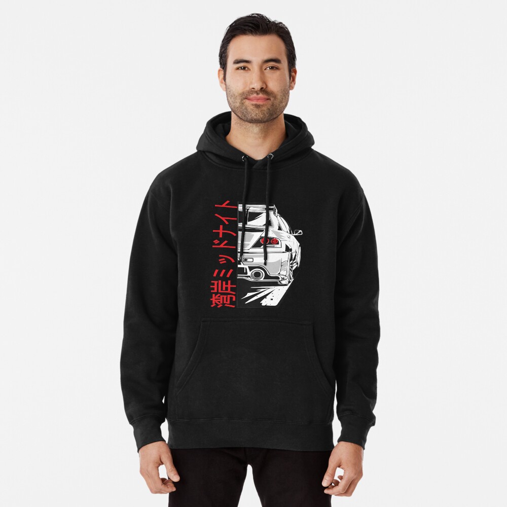 Drifter Magnus Short-Sleeve Zip-Up Long Hooded Sweatshirt in Black