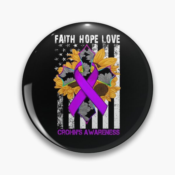 Item preview, Sunflower Faith Hope Love Cross and Flag Crohn's Awareness designed and sold by largellie.