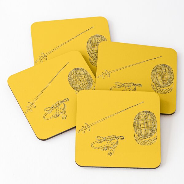 Item preview, Fencing foil, mask and bodywire pattern in Yellow designed and sold by Kat Iti.