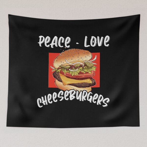 Item preview, Peace Love Cheeseburger Day Funny Hamburger Quote Saying designed and sold by Dressed For  Duty.