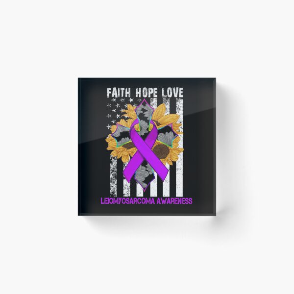 Item preview, Sunflower Faith Hope Love Cross and Flag Leiomyosarcoma Awareness designed and sold by largellie.