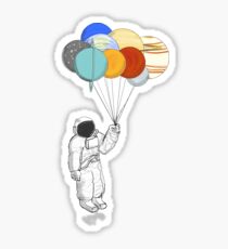 Astronaut with Balloon Planets Sticker